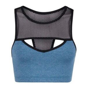 Lorna Jane Mishka Sports Bra High Neck Blue Stretch Workout Run Size XS Women's
